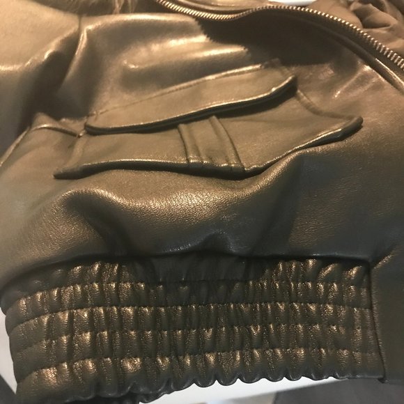 Faux Leather Bomber Jacket - Picture 7 of 11